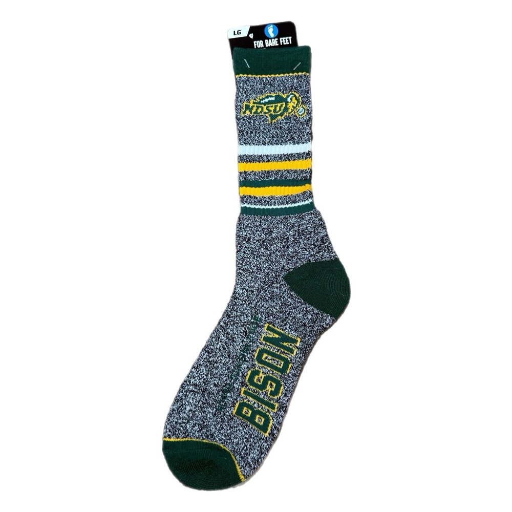 Men's NCAA North Dakota State Bison Crew Socks For Bare Feet Size L (10-13) NWT